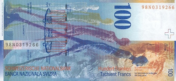 chf - 100 швейцарских франков образца 2011 года
